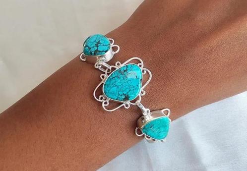 Prachtige 925 zilveren armband met Turkoois., Sieraden, Tassen en Uiterlijk, Armbanden, Nieuw, Zilver, Blauw, Met edelsteen, Ophalen of Verzenden