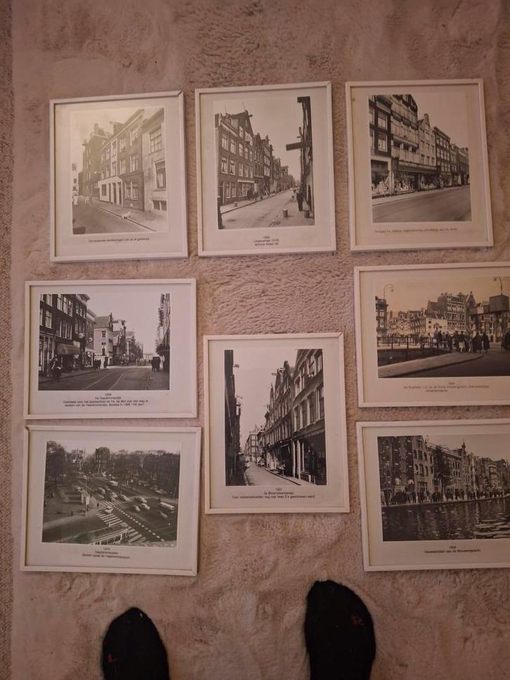 Oude foto's van Amsterdam in lijsten, Antiek en Kunst, Kunst | Tekeningen en Foto's, Ophalen of Verzenden