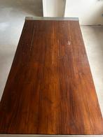 Houten Eettafel met RVS Onderstel, Gebruikt, 100 tot 150 cm, 200 cm of meer, Ophalen of Verzenden