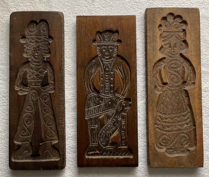 Speculaasplanken, 3 stuks met 3 verschillende bakvormpjes, Antiek en Kunst, Antiek | Keukenbenodigdheden, Ophalen