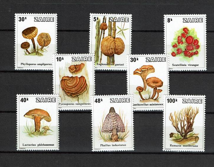 zaire 1979 pf serie paddenstoelen mushrooms flora, Postzegels en Munten, Postzegels | Thematische zegels, Postfris, Dier of Natuur
