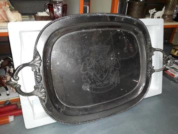 ANTIEK VERZILVERD BRONZEN DIENBLAD afm 58 X 36 cm voor 20 E beschikbaar voor biedingen