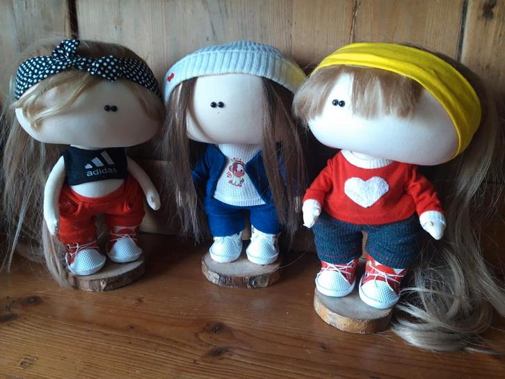 3 Tilda-achtige poppen met echt haar, Verzamelen, Poppetjes en Figuurtjes, Ophalen of Verzenden