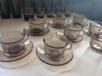 Mooi vintage Arcoroc France retro bruin rookglas kop&schotel, Ophalen