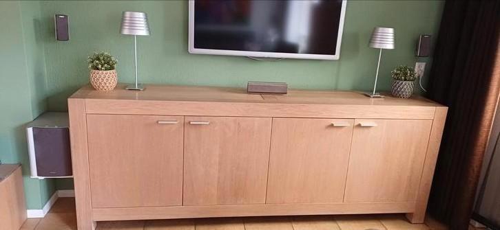 Dressoir buffetkast salontafel en muurkastje massief hout, Huis en Inrichting, Kasten | Buffetkasten, Zo goed als nieuw, Minder dan 100 cm