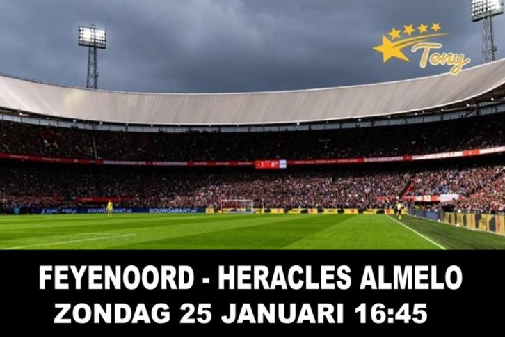 FEYENOORD - Heracles Almelo tickets | Vak Z2 aan het veld, Tickets en Kaartjes, Sport | Voetbal, Drie personen of meer, Januari