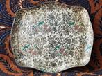 Antiek dienblad uit Engeland van papier-mache 27-31 cm.