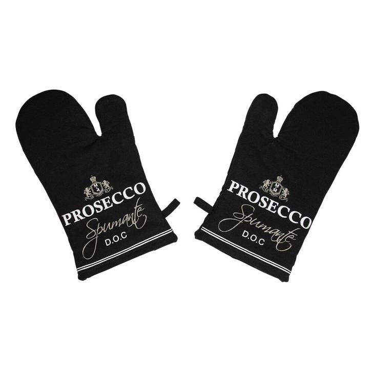 Mars & More ovenwant wijn Prosecco (set-2) Nieuw!, Huis en Inrichting, Keuken | Textiel, Nieuw, Overige typen, Zwart, Ophalen of Verzenden