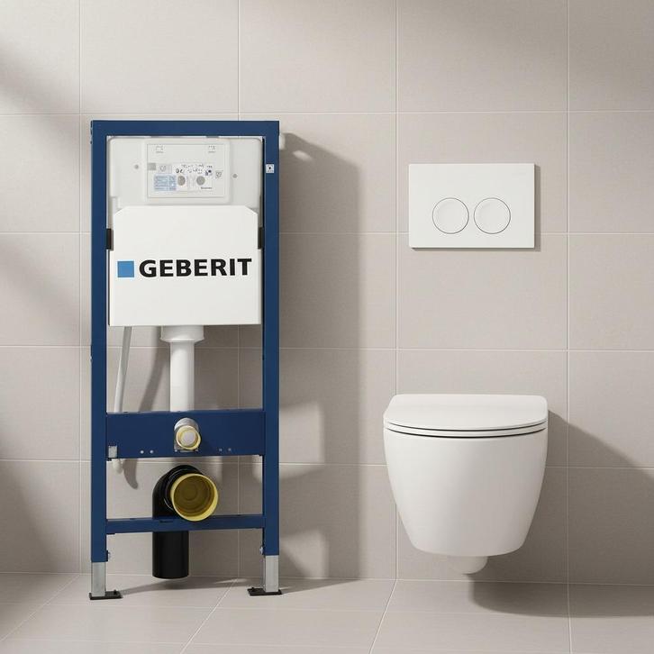 !! ACTIE !! Geberit up100 + Wc + drukplaat delta25, Doe-het-zelf en Verbouw, Sanitair, Nieuw, Toilet, Ophalen of Verzenden