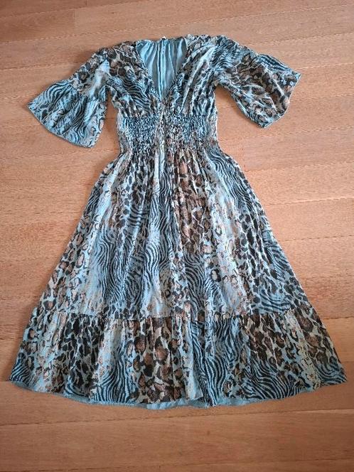 Charmante trendy jurk MADE IN ITALY maat XL 44/46, Kleding | Dames, Jurken, Zo goed als nieuw, Blauw, Onder de knie, Verzenden