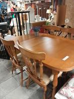 Uittrek eettafel met 4 stoelen, Ophalen, Gebruikt, Eikenhout, 50 tot 100 cm