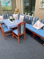 Hoekbank Oostenrijke Kersenhout met blauwe stof, Antiek en Kunst, Antiek | Meubels | Stoelen en Banken, Ophalen