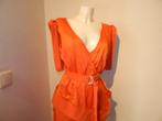 Mugler fel oranje jurk echte eye catcher aparte details F36, Verzenden, Oranje, Zo goed als nieuw, Knielengte