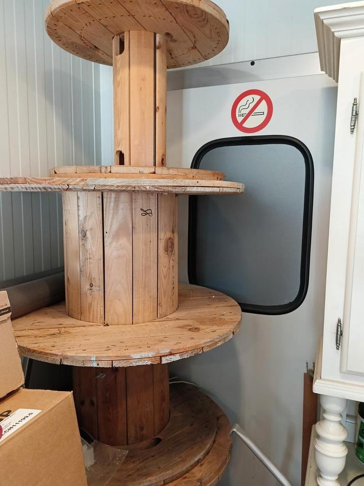 Houten Haspel - Bijzettafel/Decoratie, Huis en Inrichting, Tafelonderdelen, Gebruikt, 50 tot 100 cm, 50 tot 100 cm, Rechthoekig