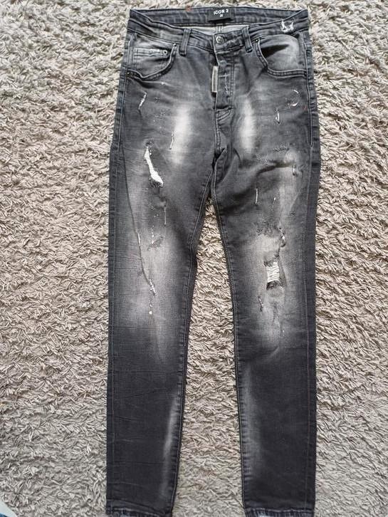 Slimfit jeans van ICON2 maat 31, Kleding | Heren, Spijkerbroeken en Jeans, Zo goed als nieuw, Overige jeansmaten, Zwart, Ophalen of Verzenden