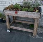 Houten plantenbak/ kweekbak op wielen, Ophalen, Zo goed als nieuw
