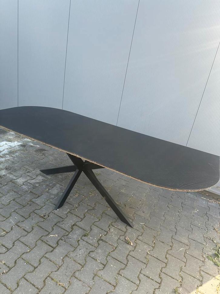 Organische zwarte eettafel 220 x 90cm, Huis en Inrichting, Tafels | Eettafels, Nieuw, 50 tot 100 cm, 200 cm of meer, Vijf personen of meer