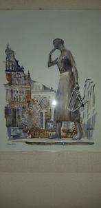 Aquarel Mariken van Nimwegen / Nijmegen in lijst 62x52, Huis en Inrichting, Ophalen of Verzenden, Zo goed als nieuw, Schilderij