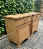2 Grenen Nachtkastjes, Huis en Inrichting, Slaapkamer | Nachtkastjes, Ophalen, Minder dan 45 cm, Zo goed als nieuw, Minder dan 55 cm
