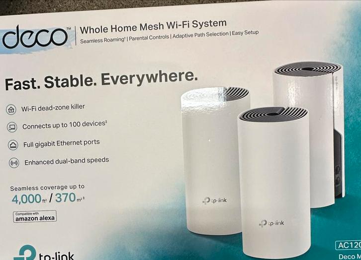 TP-Link Deco M4R Mesh WiFi Systeem, set van 3 stuk, Computers en Software, Powerlines, Zo goed als nieuw, Ophalen of Verzenden