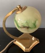 Oude Art Deco tafellamp,bureau lamp,gemarmerd opaline glas, Ophalen