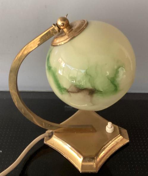 Oude Art Deco tafellamp,bureau lamp,gemarmerd opaline glas, Antiek en Kunst, Antiek | Lampen, Ophalen