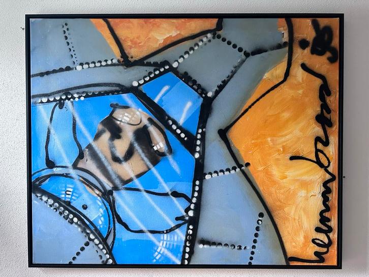 Herman Brood - Piloot (1996) met certificaat, Antiek en Kunst, Kunst | Schilderijen | Modern, Ophalen