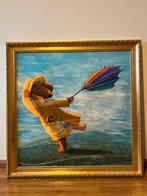 Geprint schilderij - Beer met paraplu, Ophalen of Verzenden