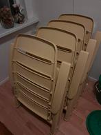 4 Gele Kunststof Tuinstoelen, Ophalen, Gebruikt, Kunststof, Stapelbaar