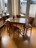 Vintage jugendstil eettafel en 4 stoelen, Huis en Inrichting, Tafels | Eettafels, Gebruikt, Jugenstil, Eikenhout, Vier personen
