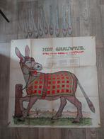 Antiek spel ezeltje prikje HET GRAUWTJE 80 x 80 cm 10 staart, Ophalen of Verzenden