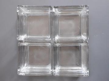 Glazen decoratiebord met 4 glazen bakjes beschikbaar voor biedingen