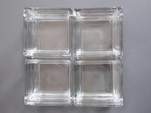 Glazen decoratiebord met 4 glazen bakjes, Huis en Inrichting, Woonaccessoires | Overige, Gebruikt, Ophalen of Verzenden