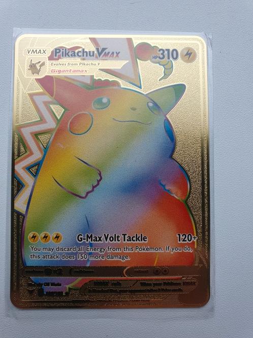 Rainbow Pikachu V Max 188/185 Metalen Pokemon kaart goud, Hobby en Vrije tijd, Verzamelkaartspellen | Pokémon, Nieuw, Losse kaart