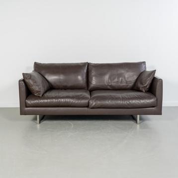 1x Montis Axel Bank 3-zits/190cm Bruin Leder - Slede RVS beschikbaar voor biedingen