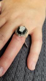 Ring met markasiet camee onyx zilver 925  (maat 17), Sieraden, Tassen en Uiterlijk, Ringen, Ophalen of Verzenden, 17 tot 18, Dame