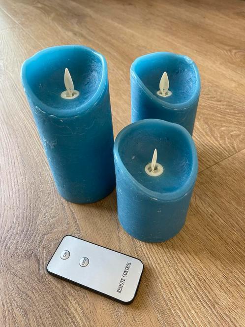 Zgan 3  blauwe kaarsen met afstandsbediening, Huis en Inrichting, Woonaccessoires | Overige, Zo goed als nieuw, Ophalen of Verzenden