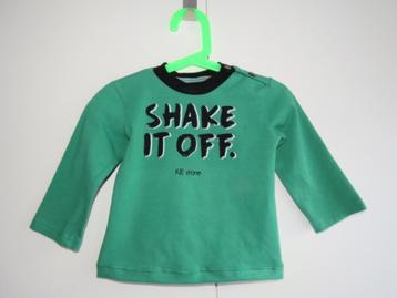 Handgemaakt shirt lange mouw groen print mt 74-80 uniek beschikbaar voor biedingen