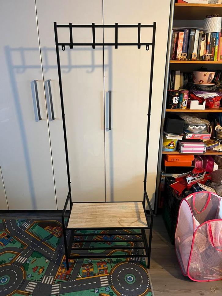 Zwarte Kapstok met Schoenenrek, Huis en Inrichting, Woonaccessoires | Kapstokken, Zo goed als nieuw, Staande kapstok, 150 tot 200 cm