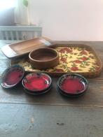 VINTAGE DIENBLAD TRAY ROTAN KERAMIEK KOM SCHAAL, Huis en Inrichting, Ophalen of Verzenden, Zo goed als nieuw