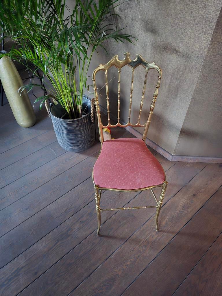 Antieke Massief Messing chiavari stoel, Antiek, Gebruikt, Bruin, Ophalen of Verzenden