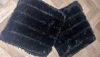 2 Zwarte pluche kussens (45x45cm)., Ophalen of Verzenden, Zo goed als nieuw, Zwart, Vierkant