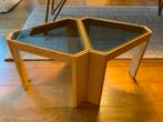 2 Porada Arredi bijzettafeltjes met rookglas 70’s vintage, Ophalen, Minder dan 45 cm, Minder dan 55 cm, Gebruikt