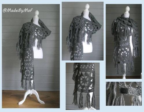 Unieke stoere sjaal (handmade gehaakt) - circa 2,5 meter lan, Kleding | Dames, Mutsen, Sjaals en Handschoenen, Nieuw, Sjaal, Maat 46/48 (XL) of groter