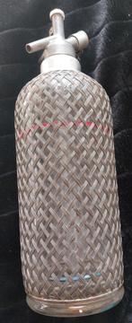 Oude Soda Sifon Fles met Metalen Gaas, Engelse spuitfles, Antiek en Kunst, Ophalen of Verzenden