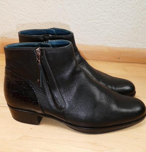 Durea enkellaarzen maat 42 G zwart leer en lakleer craquelé, Kleding | Dames, Schoenen, Zo goed als nieuw, Lage of Enkellaarzen