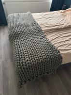 Plaid / sprei 90x240cm grijsgroen katoen, Huis en Inrichting, Woonaccessoires | Plaids en Woondekens, Ophalen of Verzenden, Zo goed als nieuw