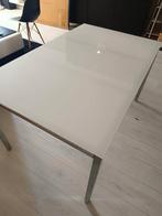 Eetkamertafel metaal en glas, Huis en Inrichting, Tafels | Eettafels, Gebruikt, 100 tot 150 cm, Vier personen, Rechthoekig