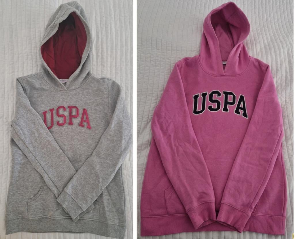 U.s polo assn. hoodie uspa maat m grijs roze truien trui, U.S. Polo assn., Verzenden, Gedragen, Maat 38/40 (M)