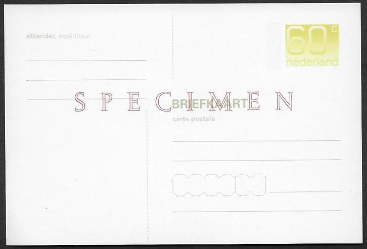 Briefkaart 372 SPECIMEN. Lees Info., Postzegels en Munten, Brieven en Enveloppen | Nederland, Briefkaart, Ophalen of Verzenden